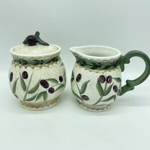 Oneida Oliveto Creamer Pitcher With Free Sugar Bowl Mediterranean Tuscan READ